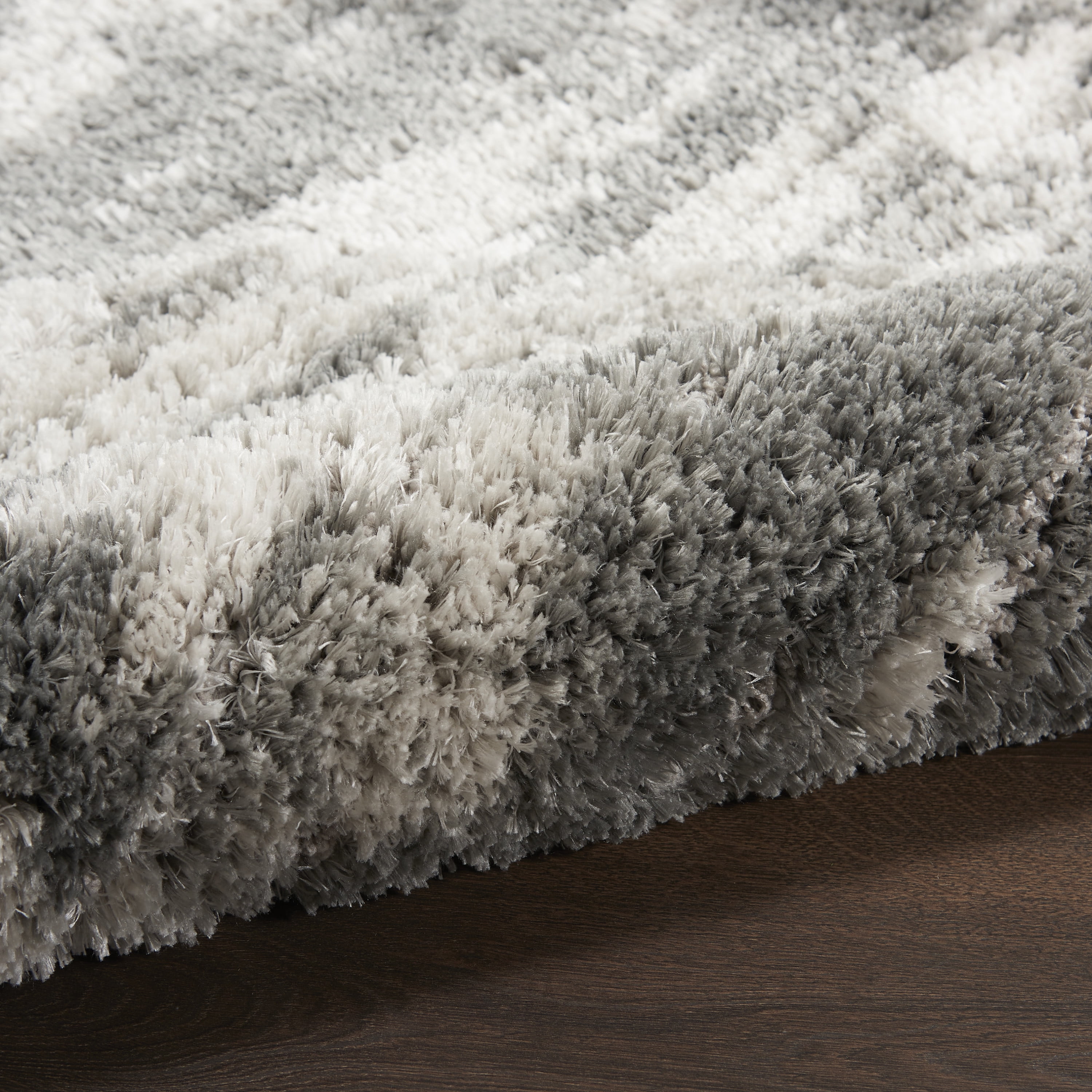 Nourison Dreamy Shag Abstract Contemporary Charcoal/Ivory 4' x 6' Area Rug