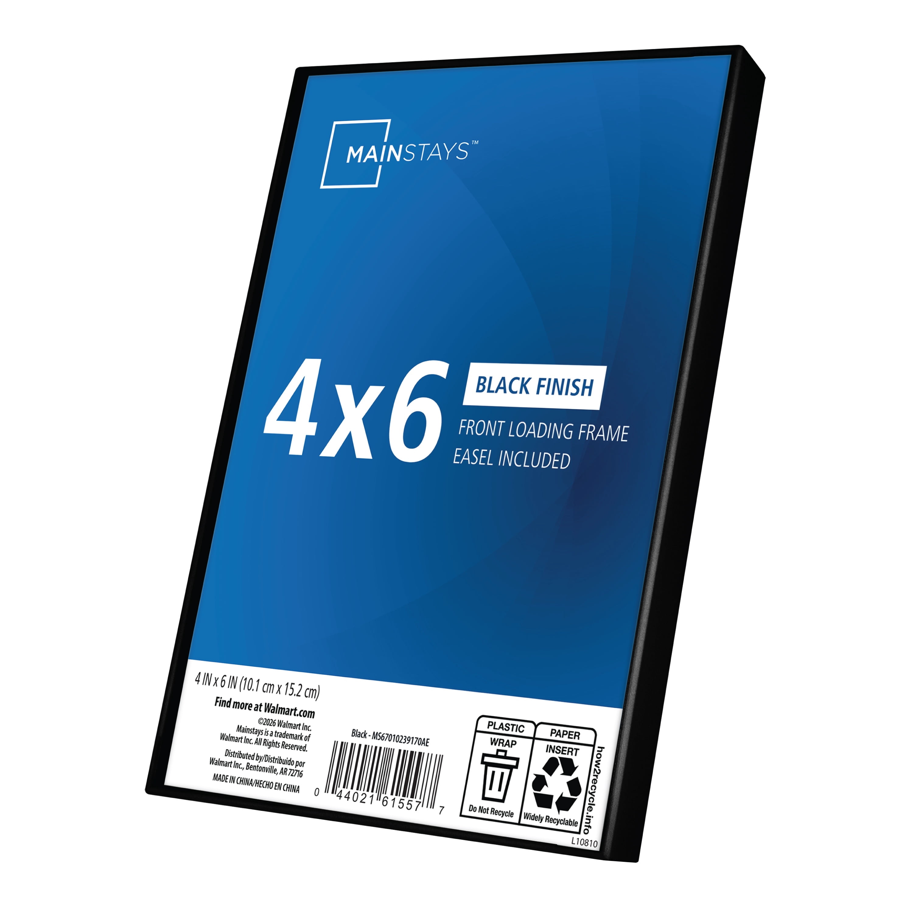 Mainstays 4x6 Picture Frame Black Front Loading Wall or Tabletop Photo Frame