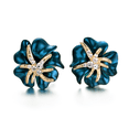thumbnail image 5 of Yoursfs Blue Flower Stud Earrings Rose Gold Plated Enamel Crystal Floral Earrings for Women Pierced Ears with Omega Closure Clasp Jewelry, 5 of 8
