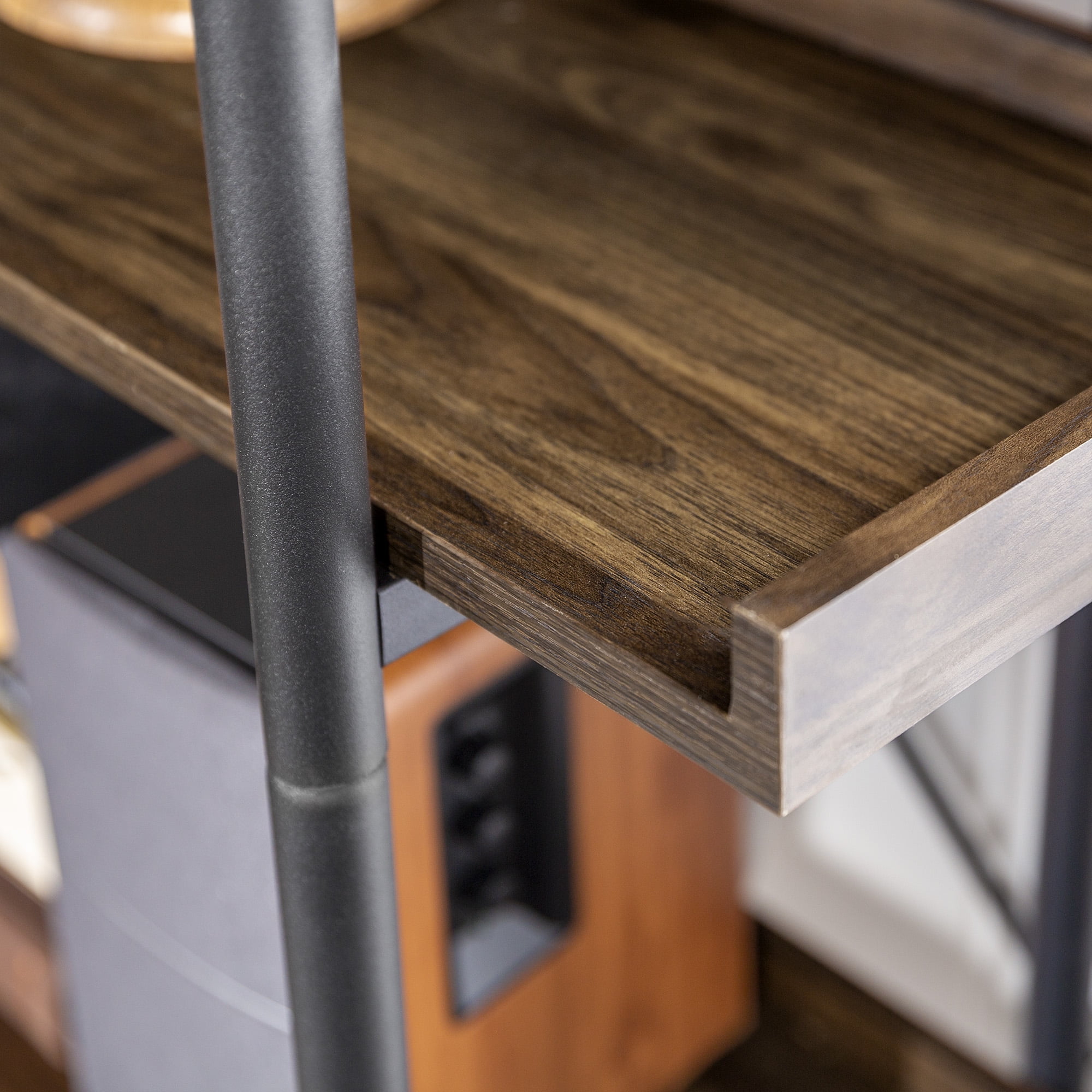 Woven Paths Urban Pipe Rustic Industrial Bookshelf, Dark Walnut