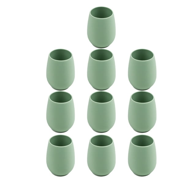 Injueey 10 piezas de taza de agua de silicona para niños, reemplazo lavable a prueba de golpes, frasco de jugo de Color sólido, botella para Utensilios de cocina Verde