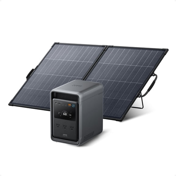Anker - SOLIX S2000 Portable Power Station w/200W Bifacial Solar Panel,Peak 3000W Solar Generator for Emrgency&Home Backup (2010 Wh Capacity)