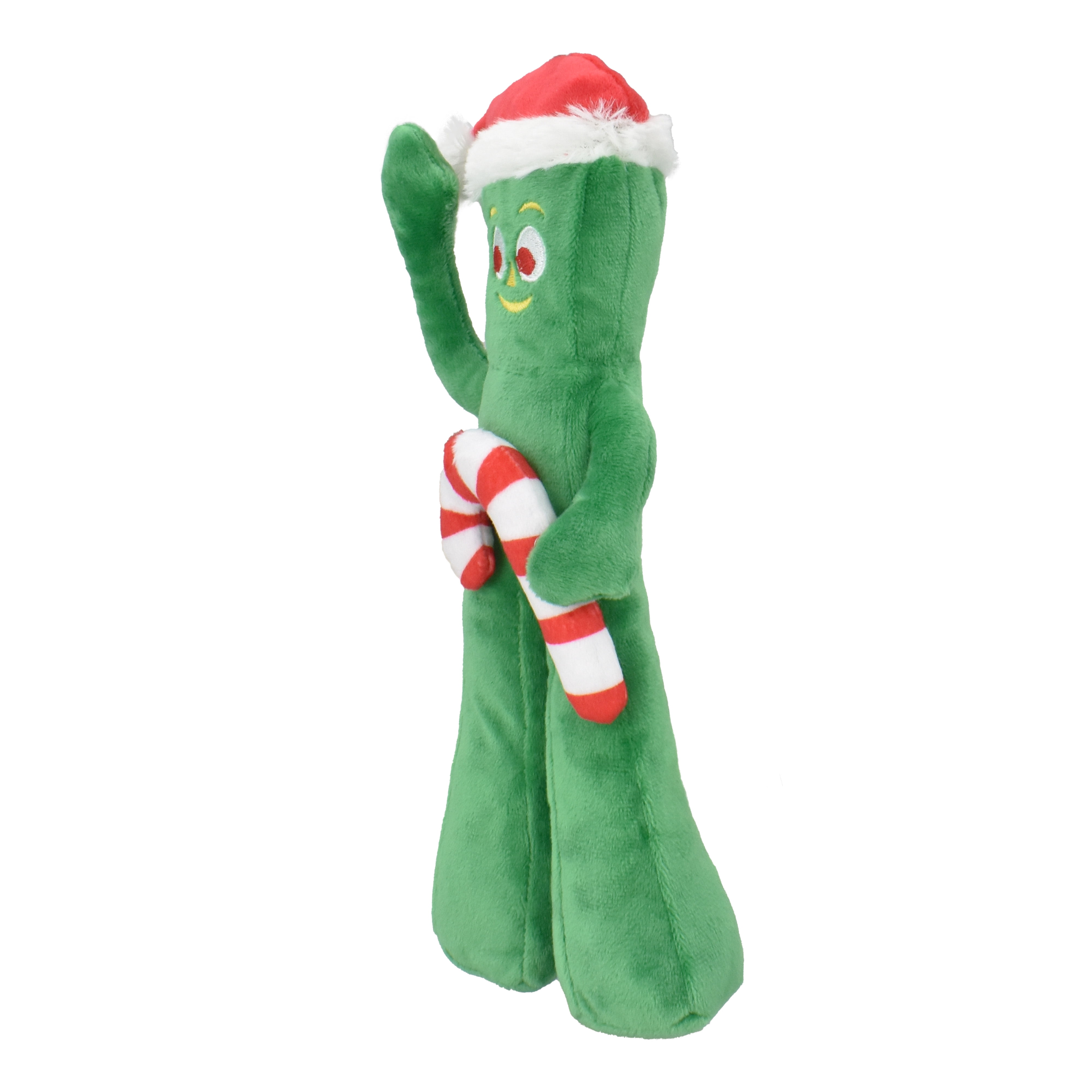 Multipet Gumby Plush with Santa Hat and Candy Cane Dog Toy