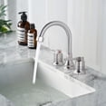 thumbnail image 3 of Wowow 8 in. Widespread Double Handle Bathroom Faucet with Pop-up Drain Kit in Brushed Nickel, 3 of 9