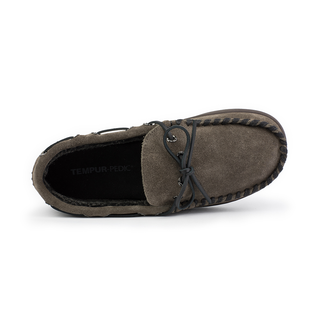 NEW TEMPUR-PEDIC men\'s therman moccasin style slipper in charcoal Tempur-Pedic Moccasin Slippers for Men for sale | eBay main image 2