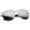 thumbnail image 4 of sunglassLA Unisex Modern Full Metal Crossbar Open Design Colored Mirror Aviator Sunglasses (Silver / Silver Mirror) - 58mm, 4 of 4