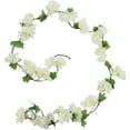 thumbnail image 3 of White Artificial Cherry Blossom Vine Garland - 90.55in Plastic Flower Garland for Home Decor, Wedding Wall/Pipe Cover Decor (B), 3 of 10