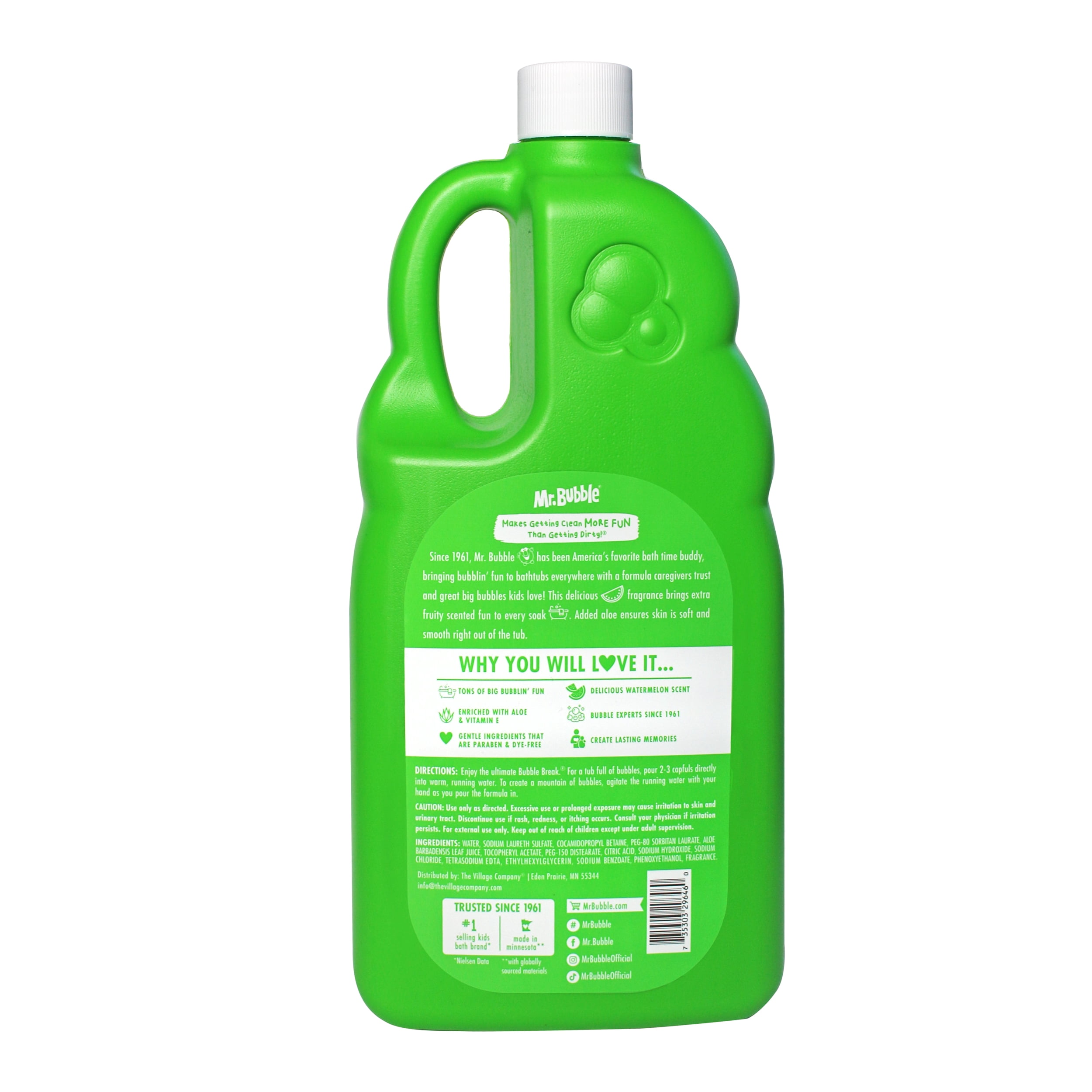 Mr. Bubble Watermelon Bubble Bath, Hypoallergenic Bubble Bath for Kids, Dye Free, 36 fl oz