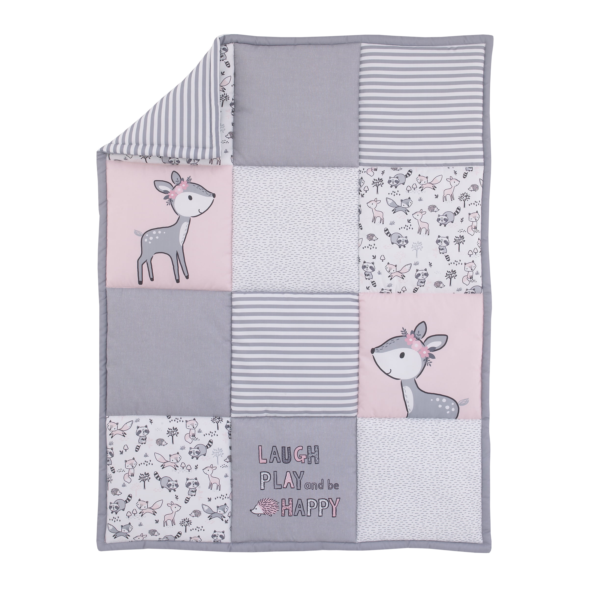 Little Love by NoJo Sweet Deer - Grey, Pink, White 3 Piece Nursery