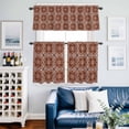 thumbnail image 2 of Brown Boho Kitchen Curtains Sets for Windows 24 Inch Length, Retro Farmhouse Abstract Floral Motifs Rod Pocket Window Treatments Tier Curtains and Valances Set for Bedroom/Bathroom, 2 of 8