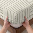 thumbnail image 3 of Queen Size Fitted Sheet Set - Sage Green Boho 3 Piece Bedding Sets 16" Deep Pocket Fitted Sheet with 2 Pillowcases, Abstract Geometric Curves Lines Modern Brushed Microfiber Hotel Luxury Bed Sheets, 3 of 9