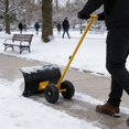 thumbnail image 5 of Fehomix Snow Shovel with Wheels, 29" Pusher Wide Snow Shovel with Adjustable Handle & Blade, 10" Anti-Skid Rubber Wheels, for Driveway, Sidewalk, Patio, Easy Driveway Snow Removal, Yellow, 5 of 7