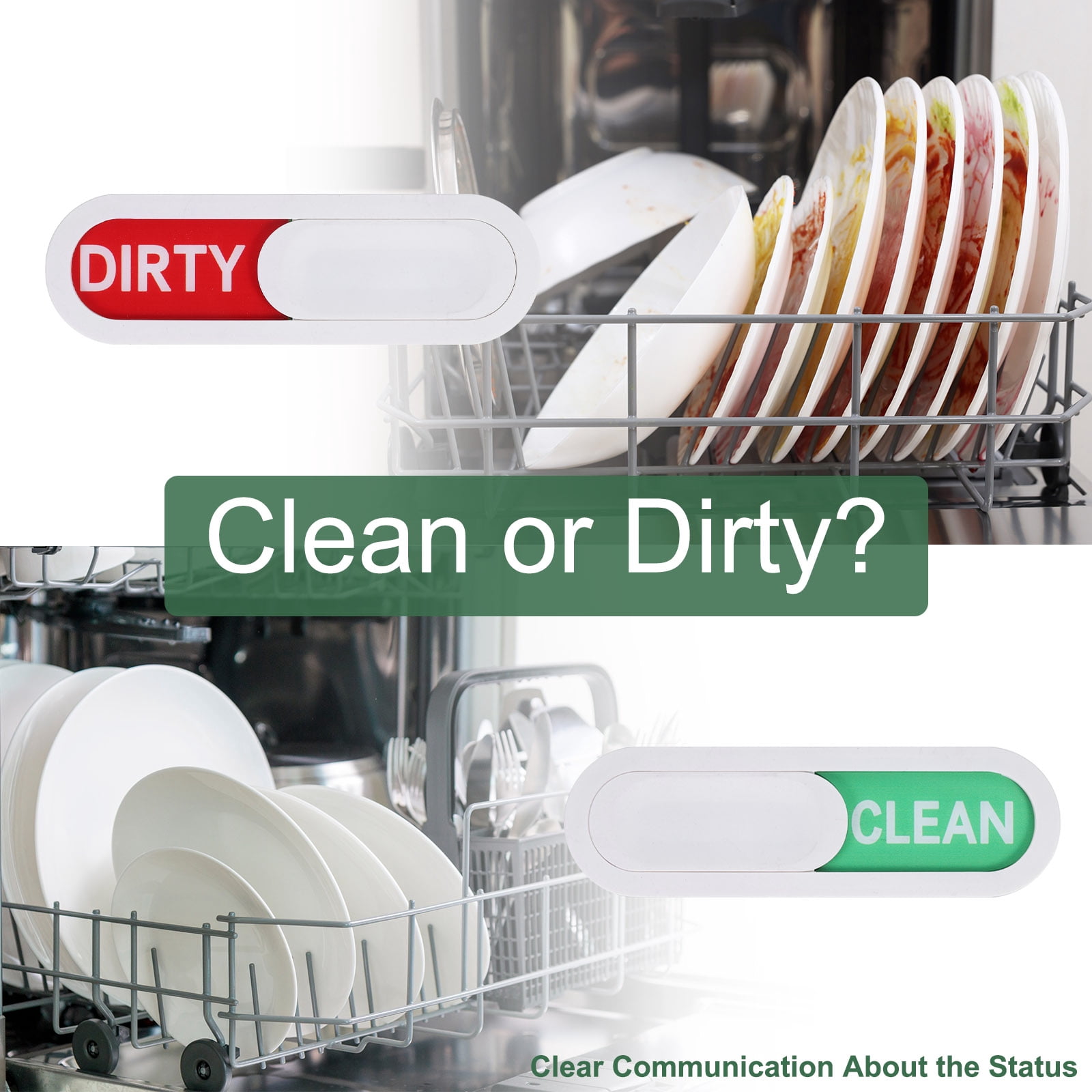 Unique Bargains Dishwasher Magnet Clean Dirty Sign for Kitchen Hotel Use White