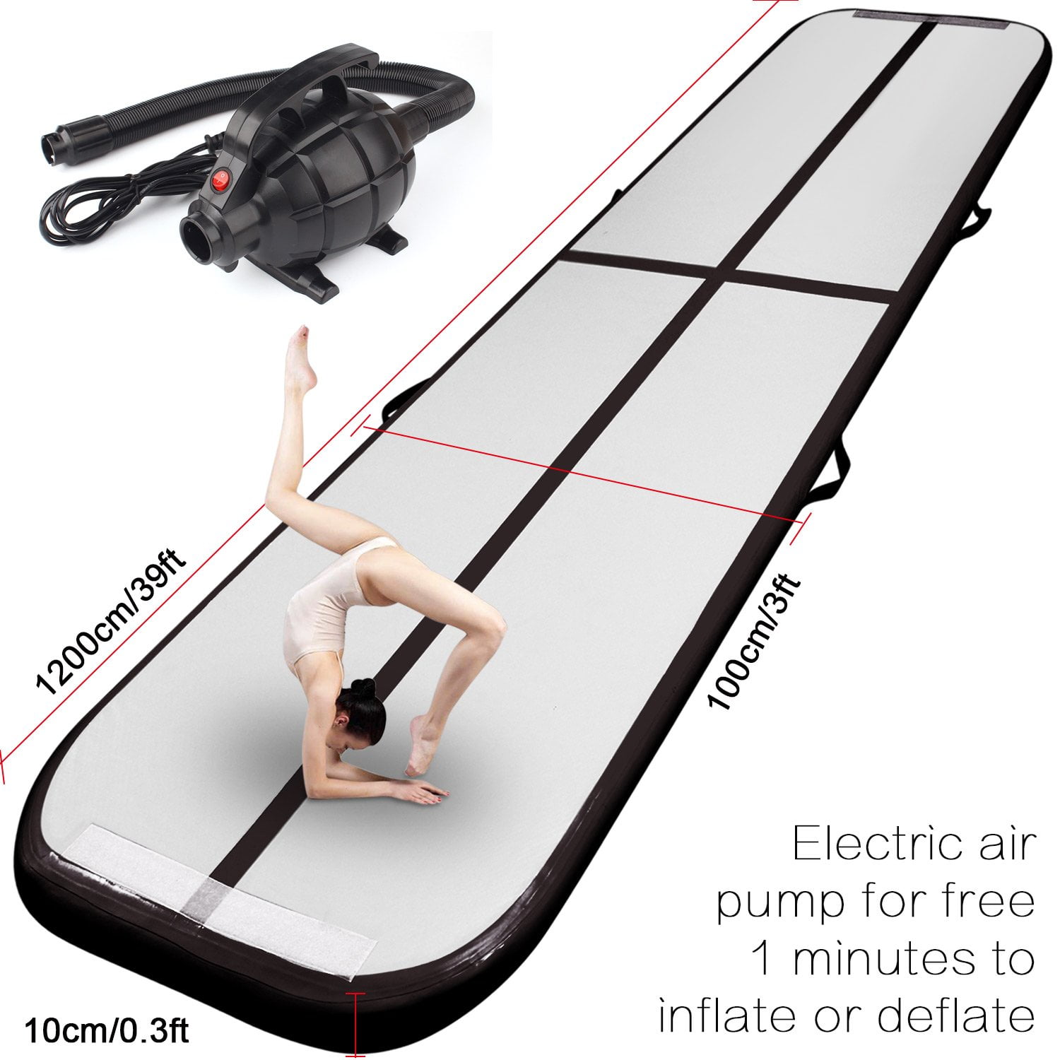Everfit 3X1M Airtrack Inflatable Air Track Tumbling Mat Home