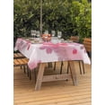 thumbnail image 3 of Outdoor Tablecloth with Umbrella Hole for Patio/Picnic/Party/Camping, Pink Floral Waterproof Table Cloth Rectangle Table Cover Washable, Modern Abstract Art Flowers Aesthetic (52"x 70"), 3 of 9