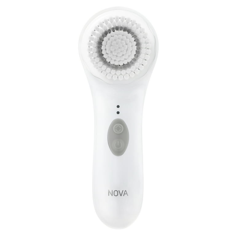 Spa Sciences NOVA - Sonic Facial Cleansing and Exfoliating Device with  Antimicrobial Brush Bristles & Serum Infuser, White