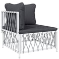 thumbnail image 2 of vidaXL 5 Piece Garden Lounge Set with Cushions White Steel, 2 of 5