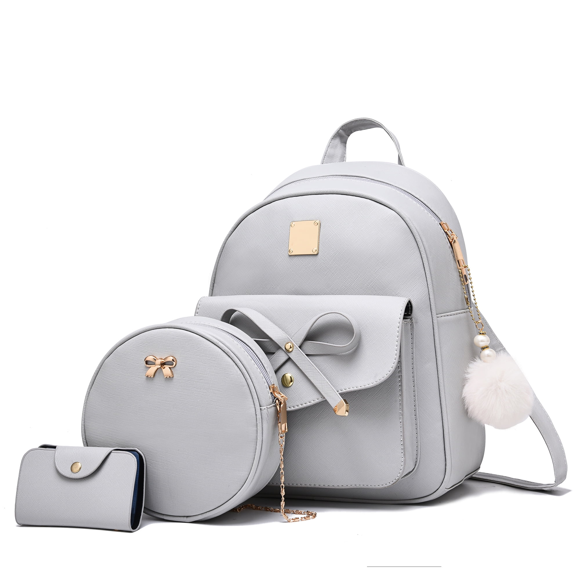 Girls Mini Leather Backpack Purse 3 Pieces Set Bowknot Small Backpack