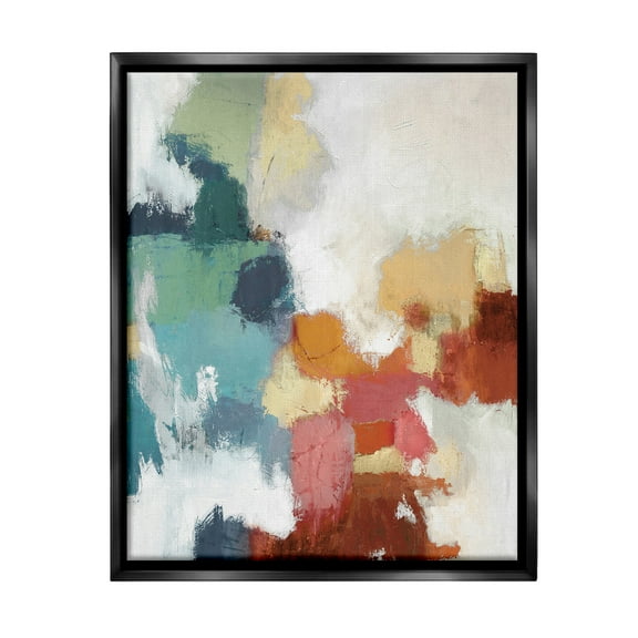 Stupell Industries Dynamic Abstract Hues Abstract Painting Black Floater Framed Canvas Art Print Wall Art, 17 x 21
