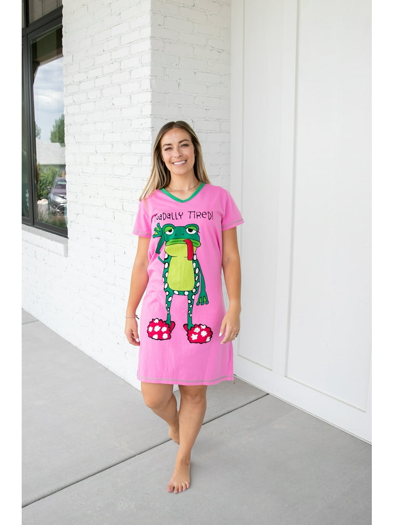 LazyOne Women's Nightgown, Funny V-Neck Sleep Shirt for Women