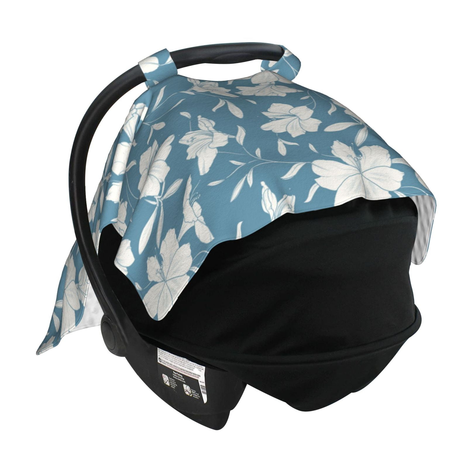 Car Seat Cover Baby - Lilies Flowers Light Blue Breathable Infant Car Seat Cover for Baby Carseat, Lightweight Comfort Baby Essentials Must Haves Newborn Stuff for Girl Boy