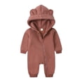 thumbnail image 2 of ZyeKqe Newborn Rompers Full Zipper Hooded Long Sleeve Cotton Casual Comfy Fall Winter Warm Loungewear Jumpsuits for Toddlers(6-9 Months,Red), 2 of 9