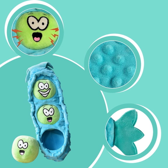Interactive Squeaky Dog Toy Hide And Seek Plush Puppy Toy Pod (Green/Blue)