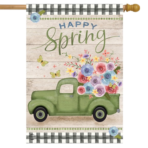Briarwood Lane Happy Spring Pickup Truck Floral House Flag