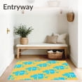 thumbnail image 3 of ODIKA 4'x6' Machine Washable Non-Slip Area Rug, Winter Wonderland Tapestry with Interlocking Snow Petal and Fern Filigree High Traffic Rug with Pad, Yellow, 629832, 3 of 8