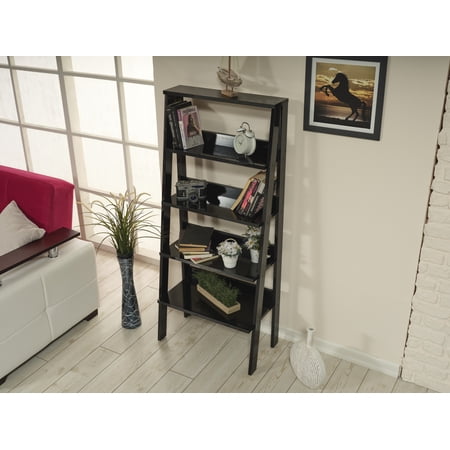 Furnish Home Store Otavio 5 Tier Modern Ladder Bookshelf Organizers Wood Frame Bookshelf for Small Spaces in Your Living Rooms Office Furniture Boo