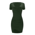 thumbnail image 4 of Summer Dresses for Women Under $10 Fashion Casual Color V-Neck Sexy Slim Short Sleeve Dress, 4 of 6