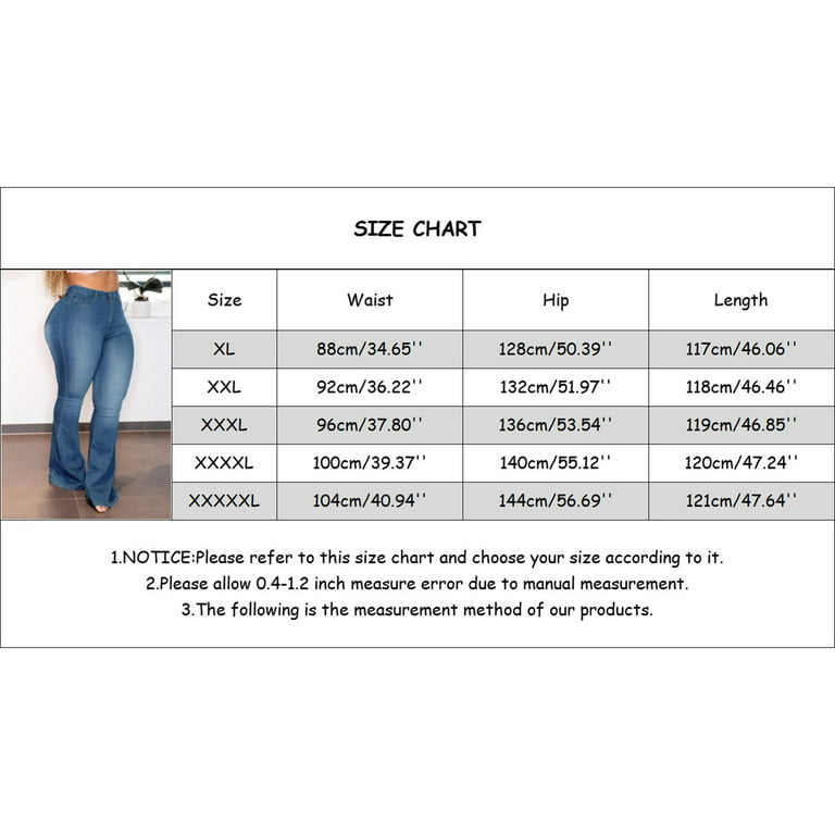 Gubotare Women Jeans Skinny Womens Bootcut Jeans High Rise Classic Stretch  Skinny Jeans Comfy Fitted Plus Size Denim Jeans Pants Trousers,Blue 3XL