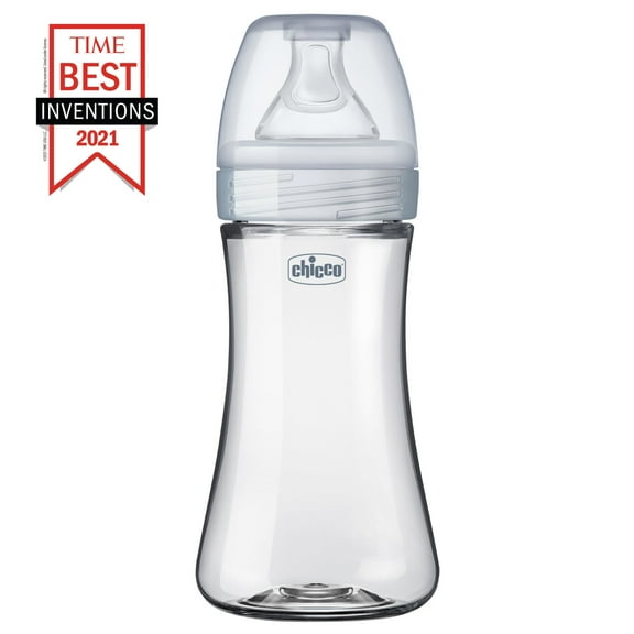 Chicco Duo Hybrid Baby Bottle, Invinci-Glass Inside/Plastic Outside, 9oz - Neutral, New