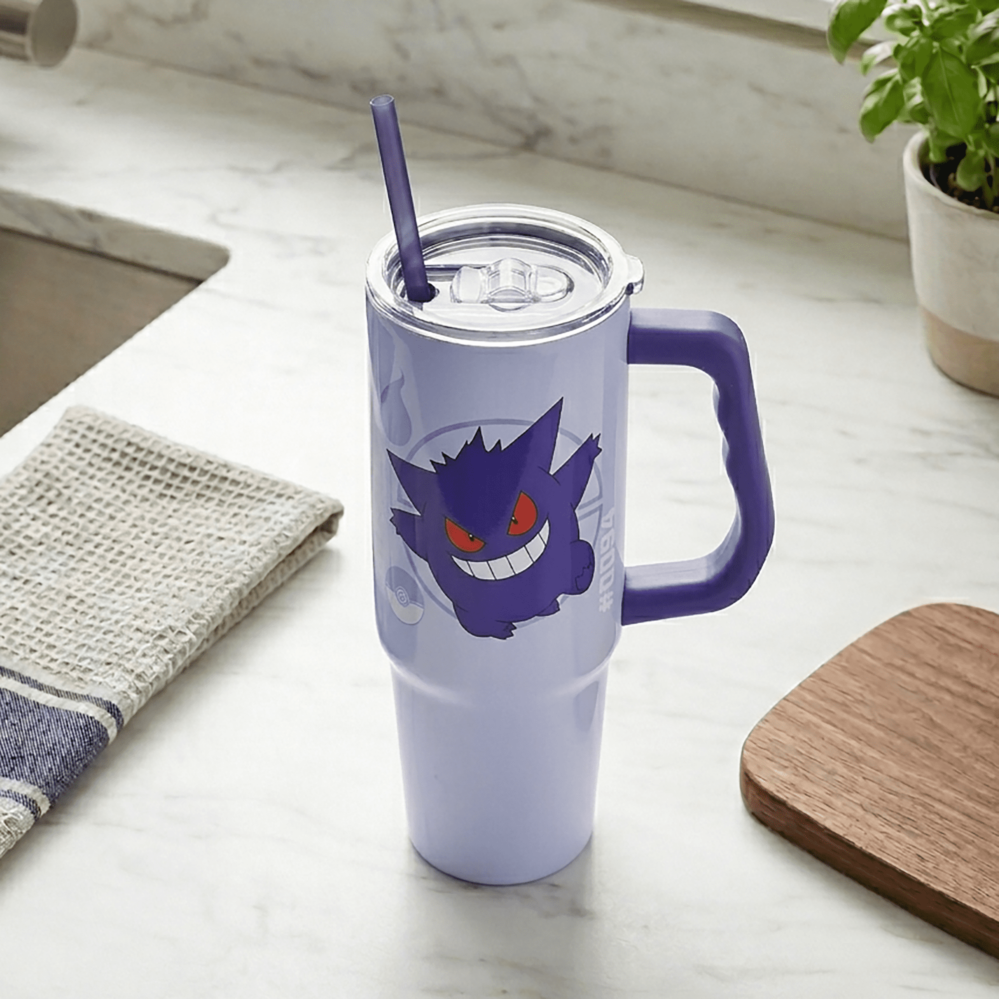 Pokemon Gengar & Type 30oz Stainless Steel Tumbler with Handle and Straw