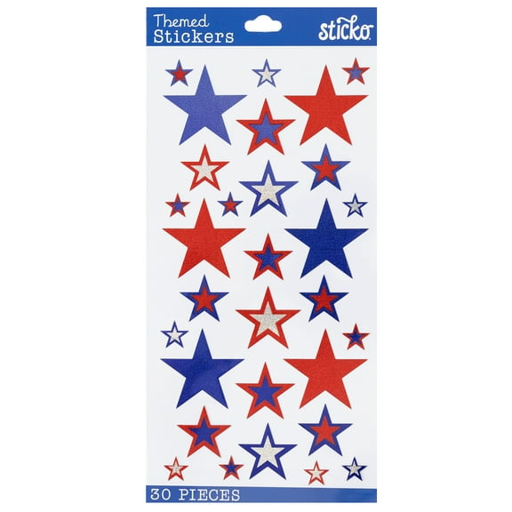 Sticko Classic 4th Of July Red & Blue Stars Vinyl Stickers - 30 Piece