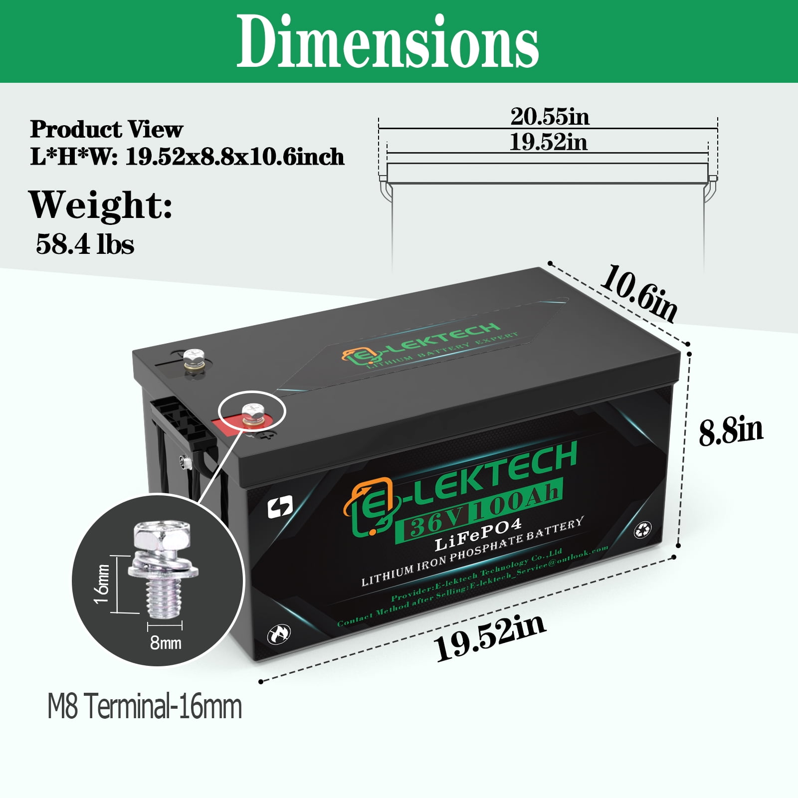 36V 100Ah Golf Cart LiFePO4 Lithium Battery, 8000+ Deep Cycles, 200A BMS, 3840Wh Energy, Perfect for Off-Grid, RV, Solar Power System, Home Backup
