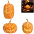 thumbnail image 4 of OJSFQUFP Halloween Decorations - Fall Decor - Handmade Terracotta Jack O Pumpkin with LED Light Cute Decoration Centerpieces for Tables Porch Yard Home Kitchen Front Door Mantel, 4 of 8