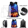 thumbnail image 6 of Binienty Neon Lightning Dinosaur Backpack for Kids Ages 10-12 17 Inch Large Capacity School Bookbag with Front Storage Pocket Side Mesh Pockets for Primary Students Travel Daypack, 6 of 6