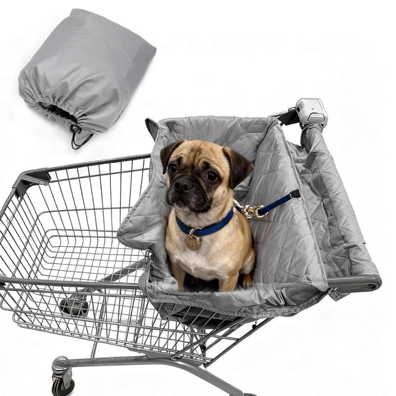 AOMRCOL Portable Dogs Shopping Cart Cover Quilting Grocery Cart Cover with Carry Bag for Pets, Secured with Hook and Loop, Comfortable and Easy to Clean, Portable grocery cart cover