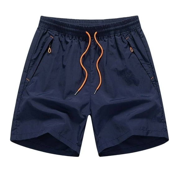 Men Shorts Casual Fashion Sports-dry Elastic Mid-waist Lace-up Shorts Chores Para Hombre Dark Blue 2XL