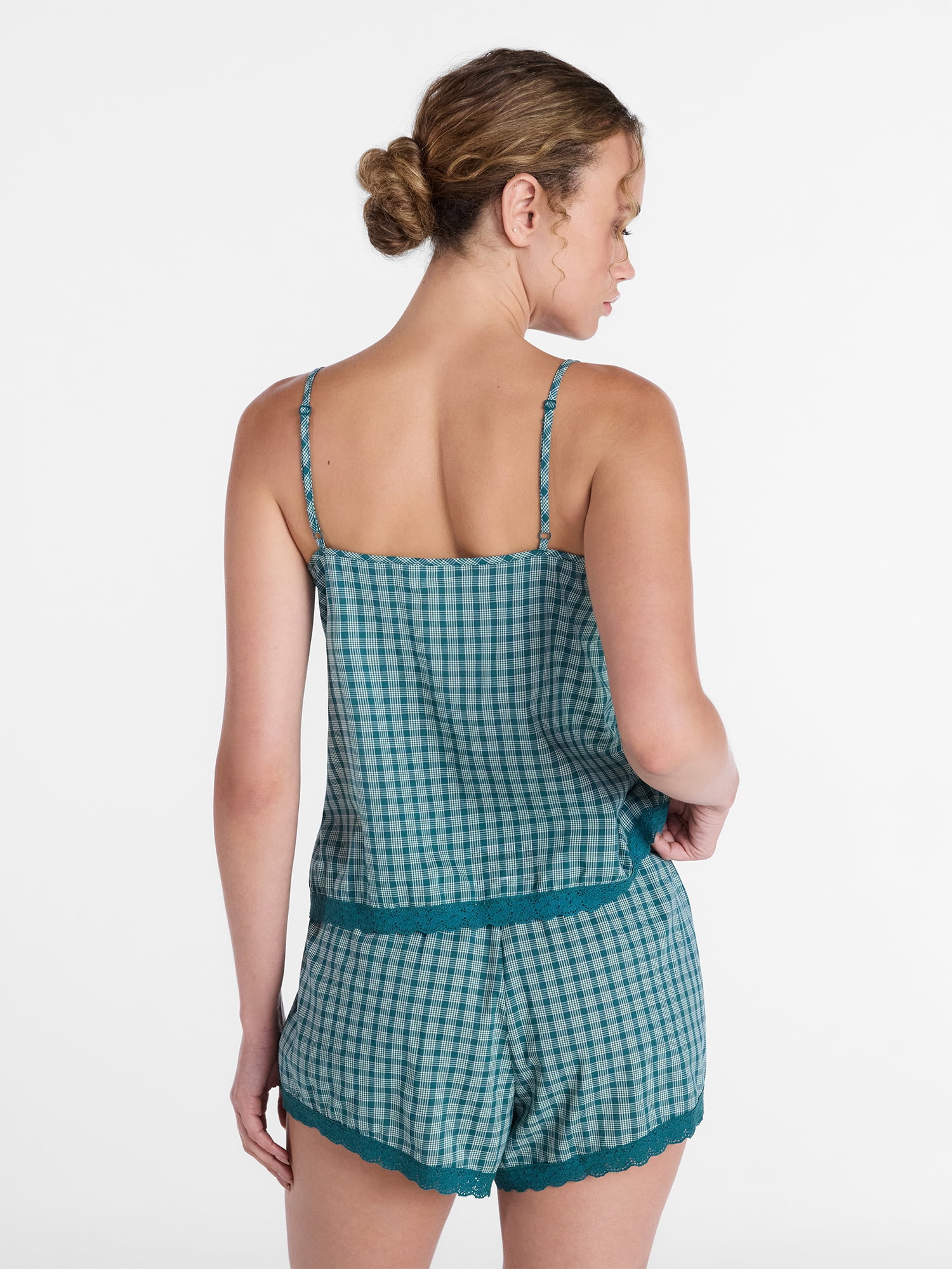 Joyspun Women's Sleep Cami and Shorts Set with Lace Trim, Sizes XS-3X
