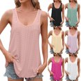 thumbnail image 3 of Camiseta sin mangas para mujer con ojales bordados, cuello redondo, camisetas sin mangas, ajuste holgado, camisas sin mangas de verano, blusa informal fluida, 3 of 4