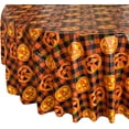 thumbnail image 4 of Newbridge Halloween Jack O Lantern Gingham 60 x 84 inch Oval Vinyl Flannel Backed Tablecloth, 4 of 8