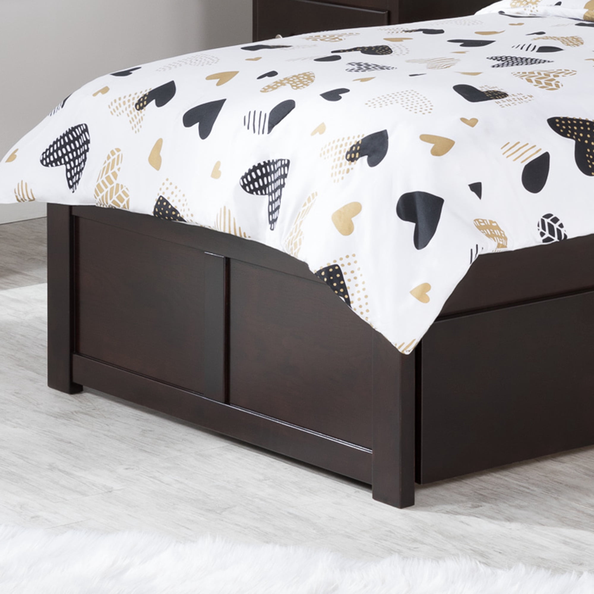 AFI Concord Twin Solid Wood Platform Bed with Footboard & Twin Trundle, Espresso