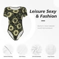 thumbnail image 4 of Pofeuu Sunflowers Print Short Sleeve Body Suits Women Round Neck Bodysuits for Women Onesie Adult Set Body Suit-Medium, 4 of 7