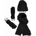 thumbnail image 1 of Hat Gloves Scarf Set For Women Ladies Girls Soft Warm Knitted Cap Long Scarf 3 In 1 Winter Thick Set For Outdoors Walking Skiing Campingblack, 1 of 4