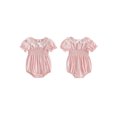 thumbnail image 2 of Cenuakty Toddler 0-18M Girls Romper, Short Sleeve Doll Collar Plaid Flower Infant Bodysuit Summer Clothes, 2 of 9