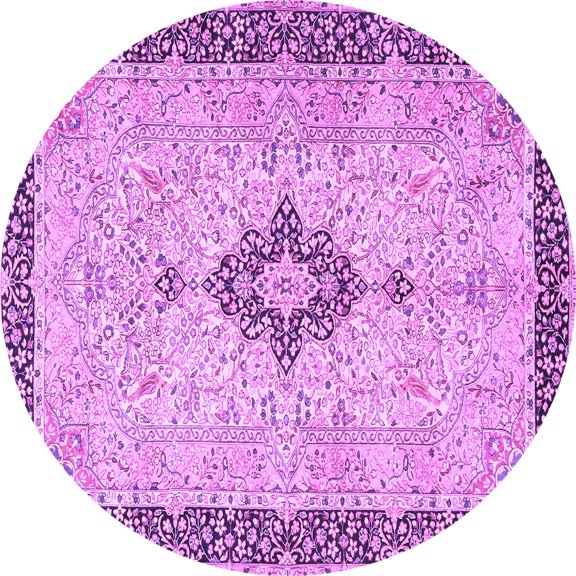 Ahgly Company Indoor Round Medallion Purple Traditional Area Rugs, 8' Round