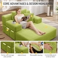 thumbnail image 5 of FFH 60" Chaise Lounge Chair Indoor, Convertible Sleeper Sofa Bed with Storage Pockets, Plush Corduroy Floor Lazy Sofa, Frameless Design, Matcha Green, 5 of 12