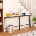 thumbnail image 5 of Keelian 78" Narrow Behind Couch Table with Built‑in Power Strip, Long Sofa Table with Charging Station, Metal Frame, Long Couch Table Behind Sofa, Living Room and Home Office, Rustic Brown, 5 of 8
